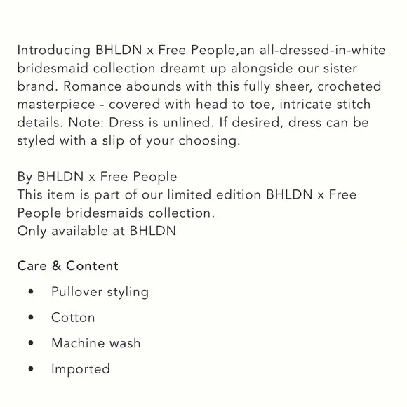 BHLDN x FREE PEOPLE ARWEN DRESS XL NWOT - Picture 5 of 5